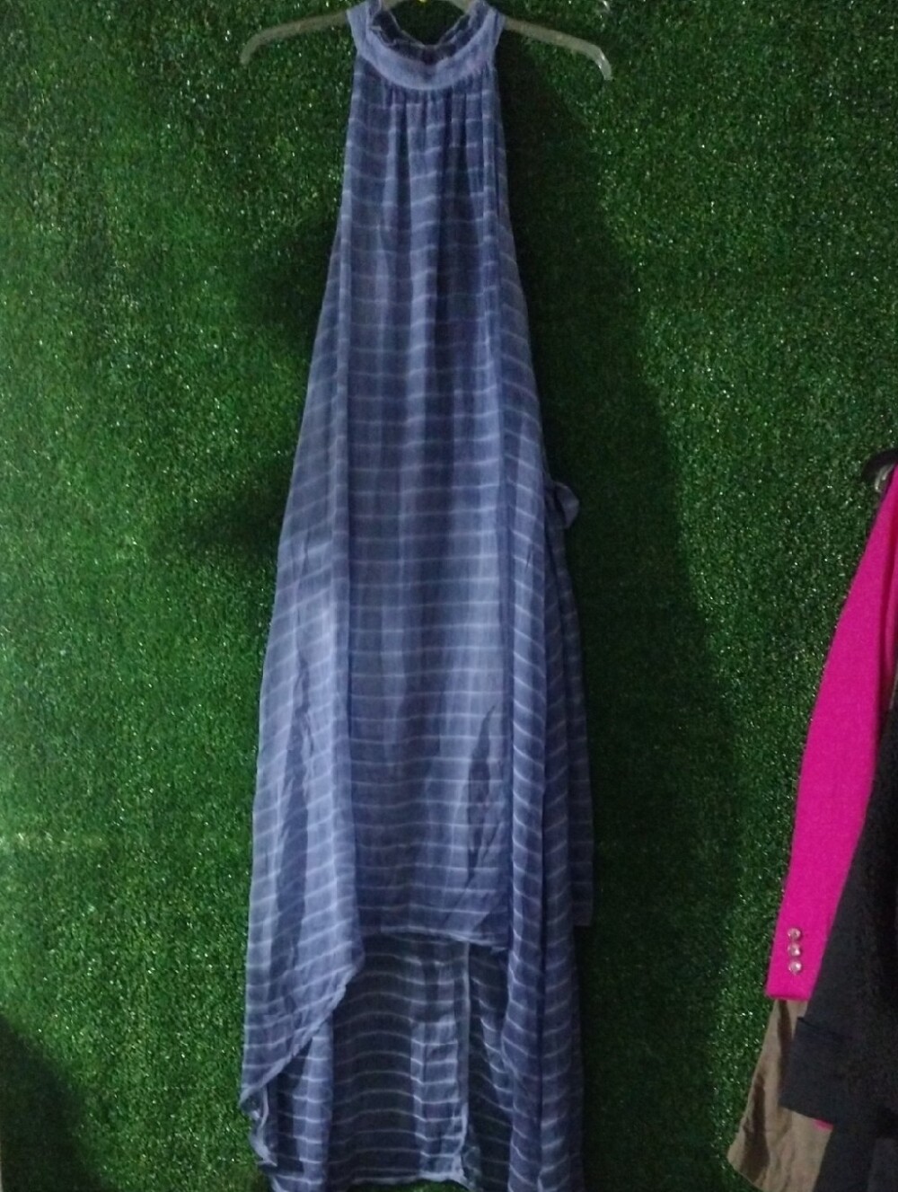 Fate By Lfd Navy Striped Halter Maxi Dress